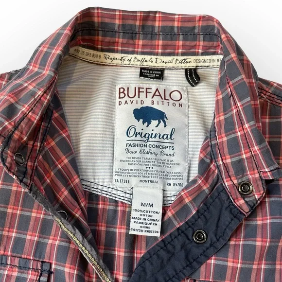 David Bitton ORIGINAL BUFFALO Plaid Vintage L/S Snap Front Western Style… - Picture 4 of 7